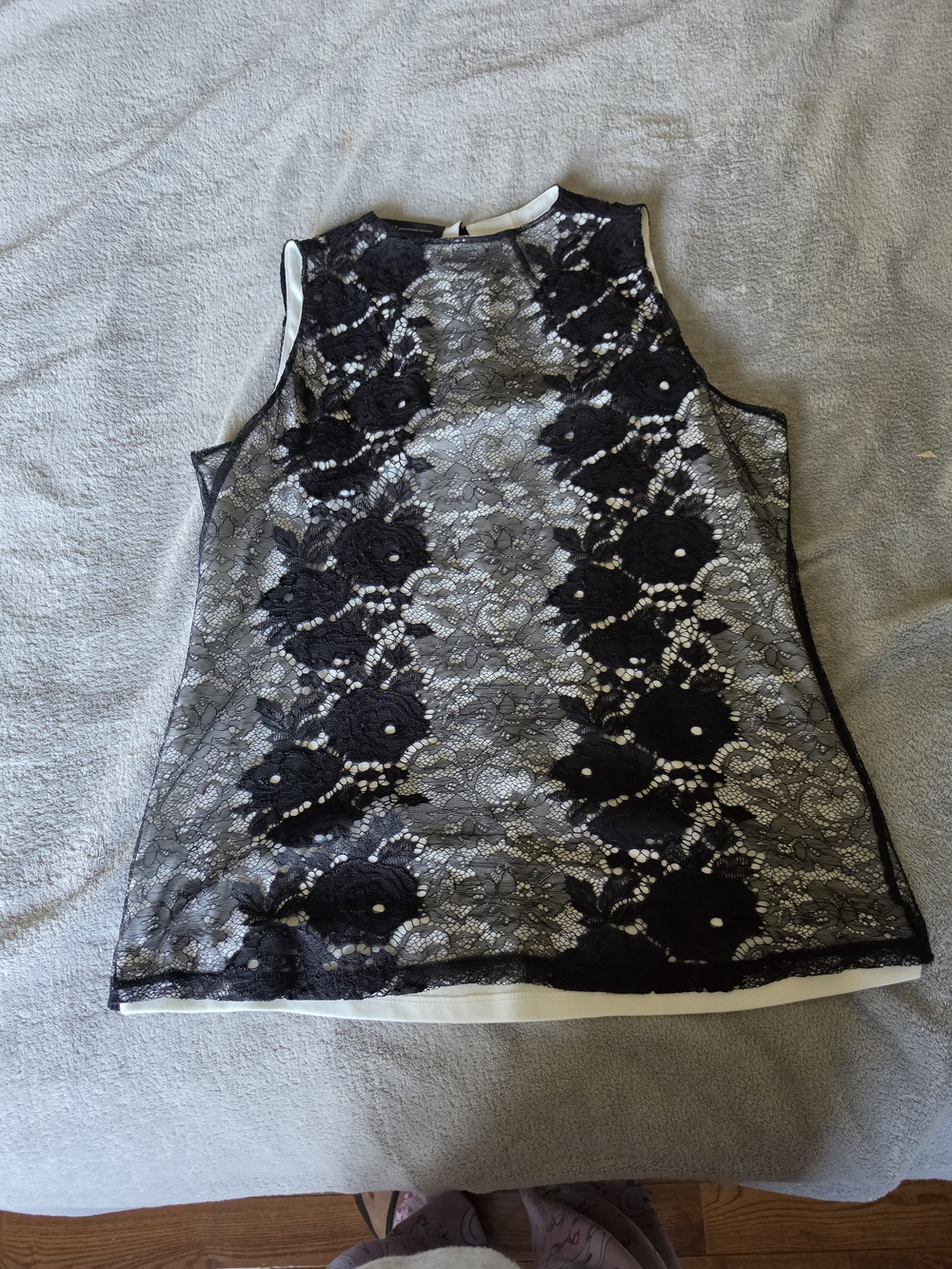 INC International Concepts Black Lace-Overlay Sleeveless Camisole